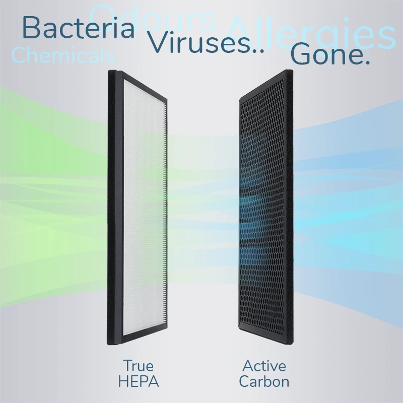 EVA Alto nine air purifier filters removing bacteria and pollution
