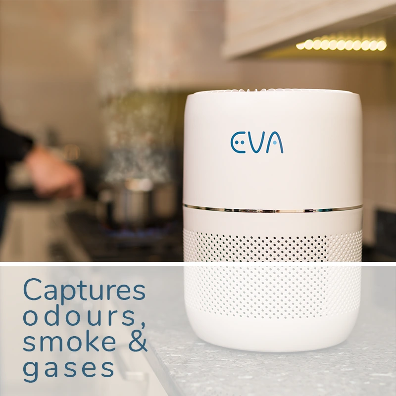 EVA Alto one Air purifier captures odours smoke and gasses
